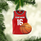 Piratify Personalized Basketball Christmas Ornament, Basketball Player Ornaments, Xmas Tree Decorations, Custom Name and Number Player, Balls Decor, Sports Hanging Ornaments (Basketball 3)